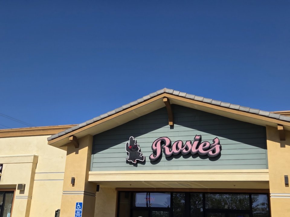 Rosie's restaurant exterior on Yucaipa Boulevard.