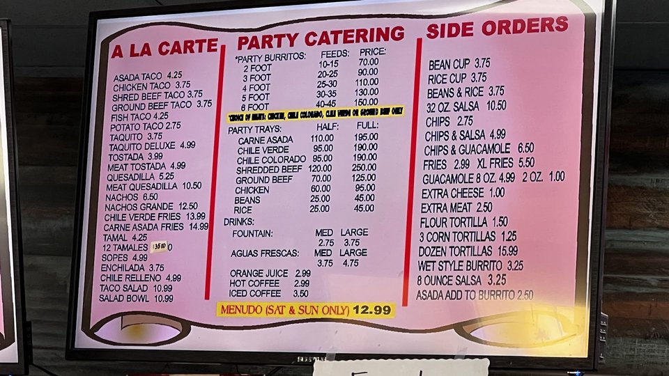 Counter service inside a Mexican restaurant.